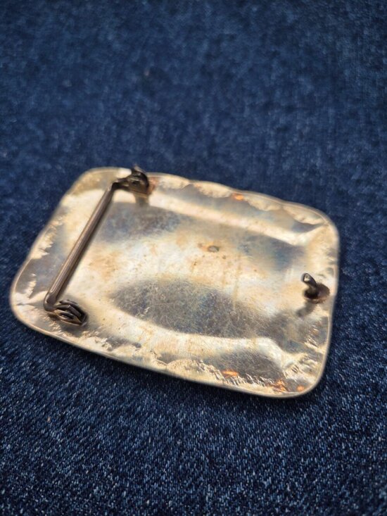 Handmade, Vintage - Arizona Silversmiths German Silver And Onyx Belt Buckle main image 6